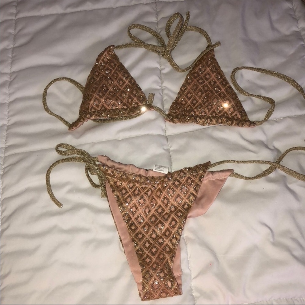Gold sparkly bikini set